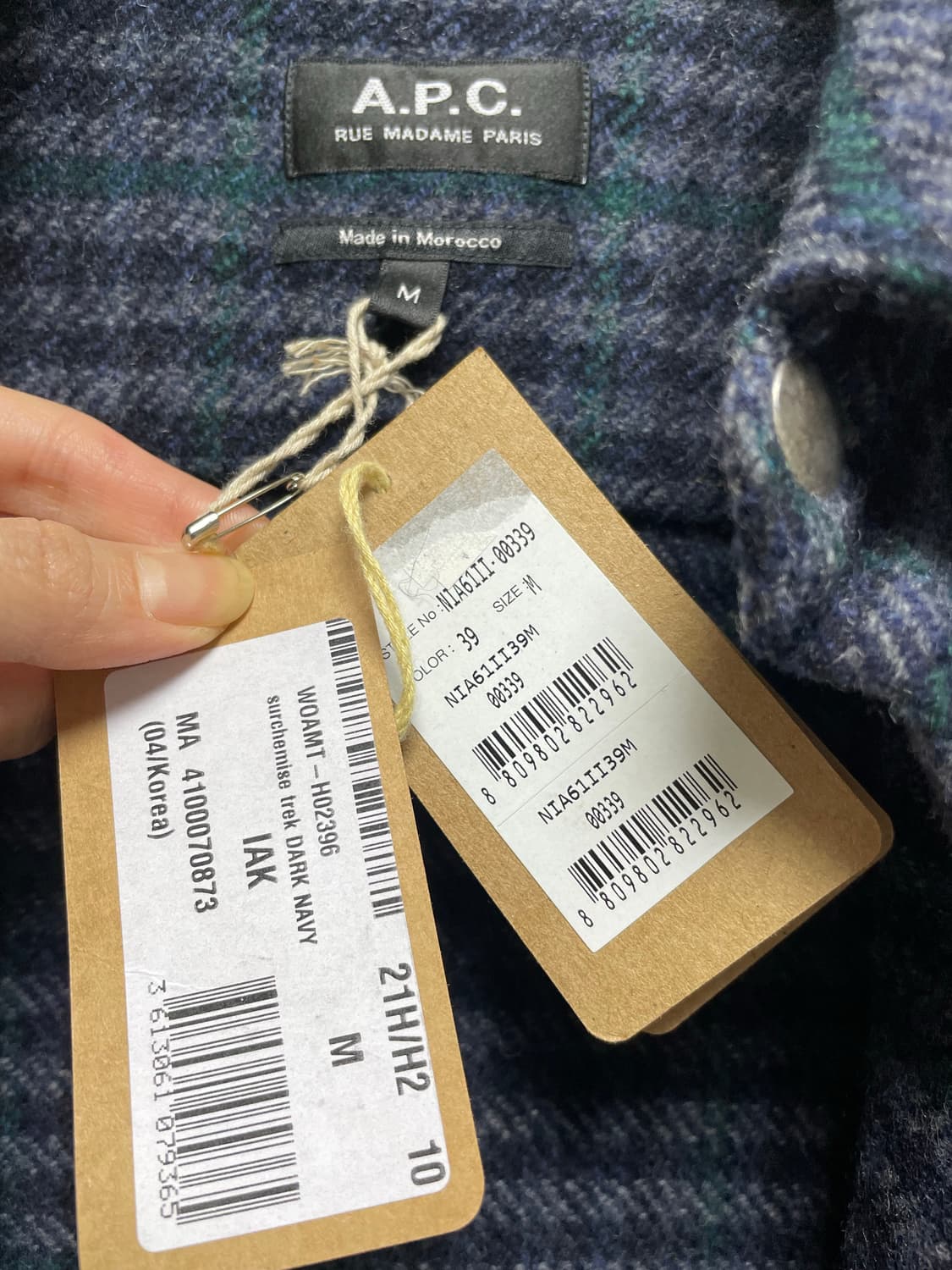 A.P.C. Trek 오버 체크 셔츠 M 다크 네이비 상품이미지8