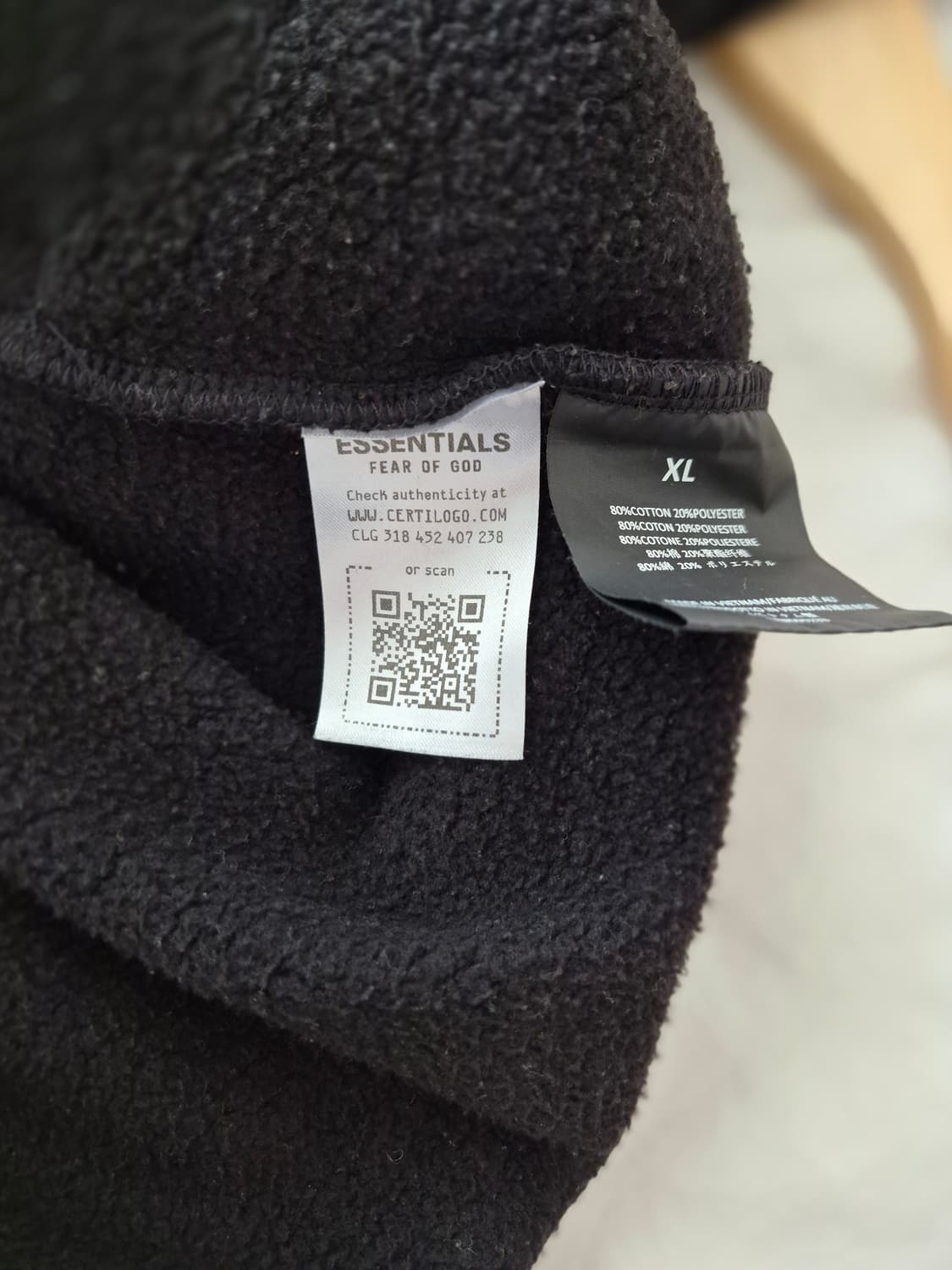 피오갓 에센셜 후드 블랙 xl사이즈 상품이미지3