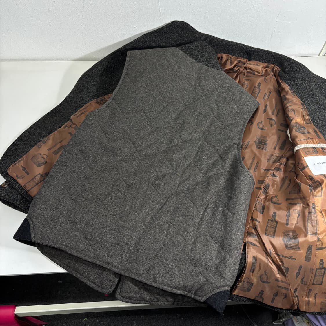 90-95 커스텀멜로우 누빔조끼내피 울 블레이져 상품이미지3