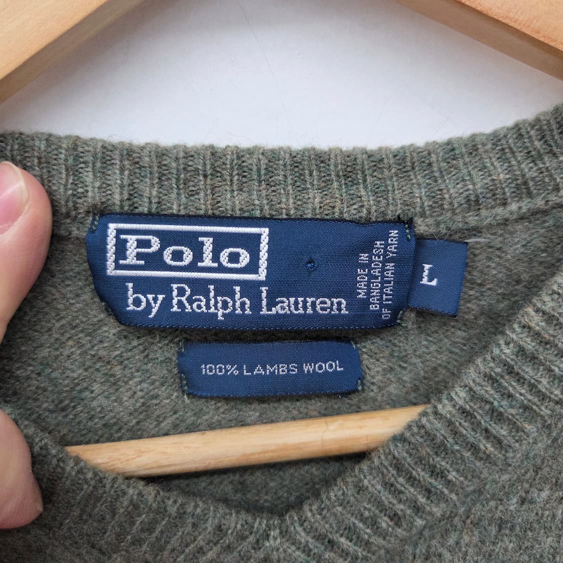 폴로 랄프로렌 브이넥 니트 카키색 여L 상품이미지4