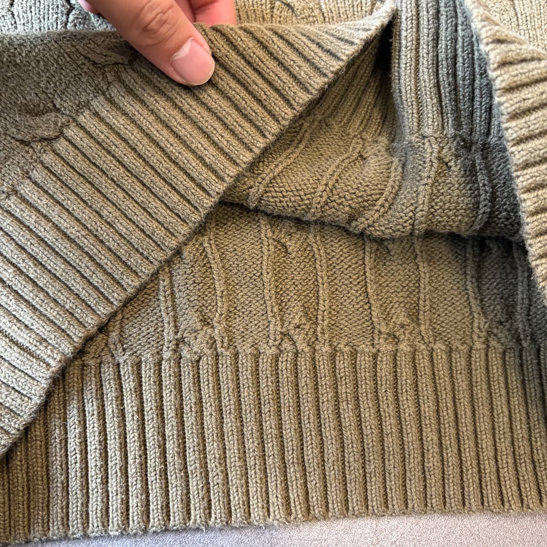 폴로 국내 매장 정품 카키 코튼 꽈배기 니트 상품이미지6