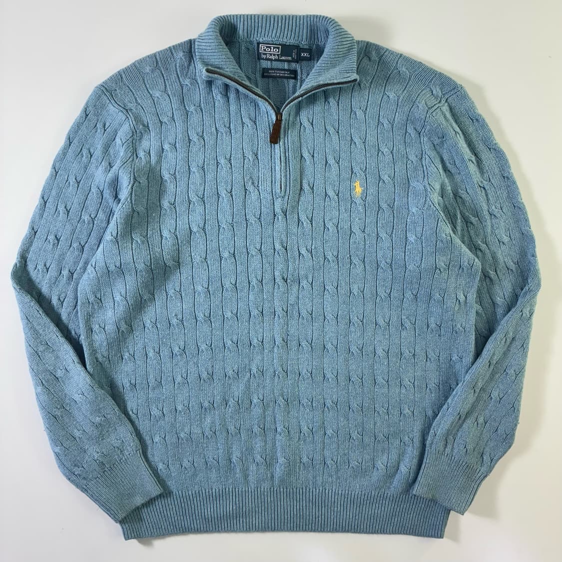 Polo  폴로 랄프로렌 자수 터사실크 꽈배기 반집업 니트   상품이미지1