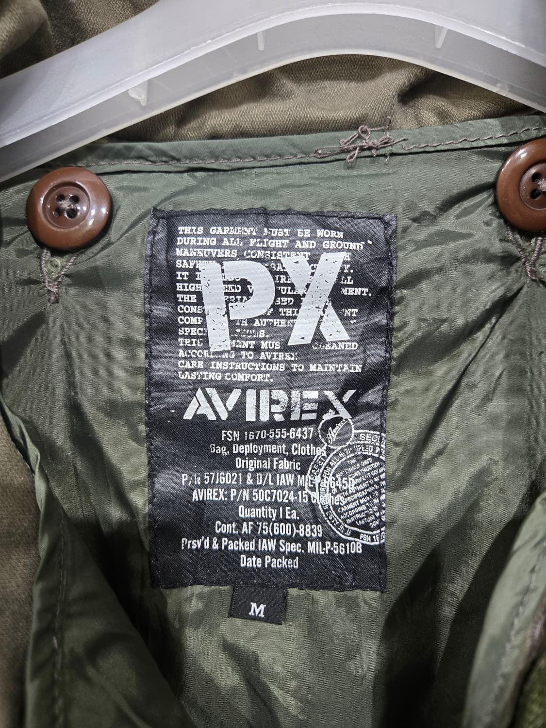 아비렉스 카키색 야상 밀리터리 자켓 상품이미지5