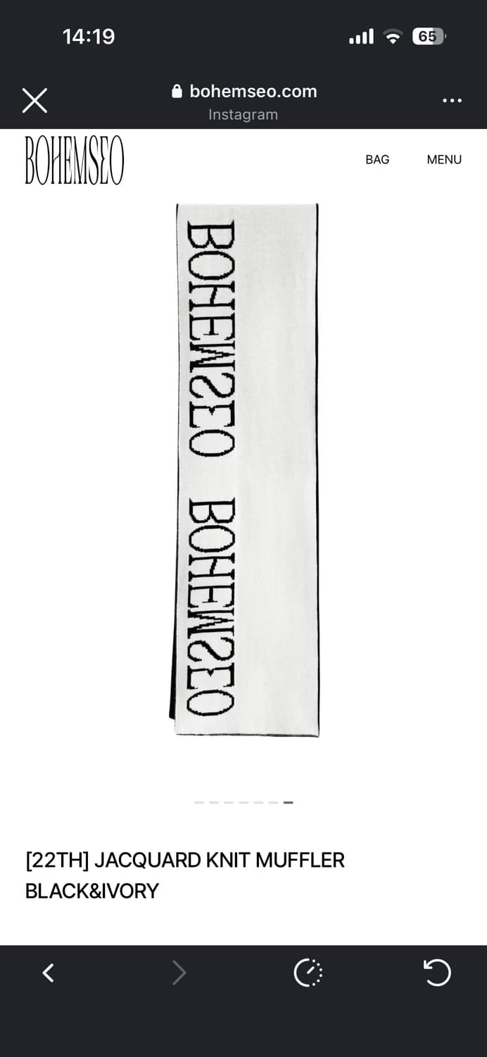 보헤미안서울 자카드 니트 머플러 블랙앤아이보리 상품이미지7