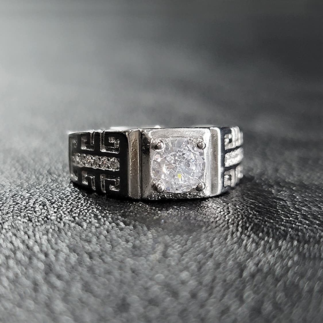 Tenor 실버 모이사나이트 남자 빈티지 선물 소품 반지 상품이미지1