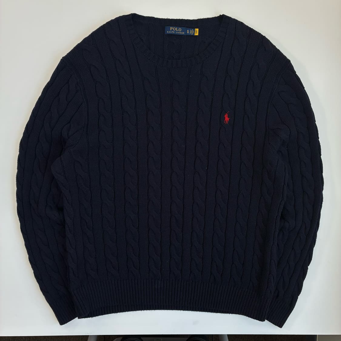 Polo  폴로 랄프로렌 신형 자수 코튼 네이비 꽈배기 니트 상품이미지1