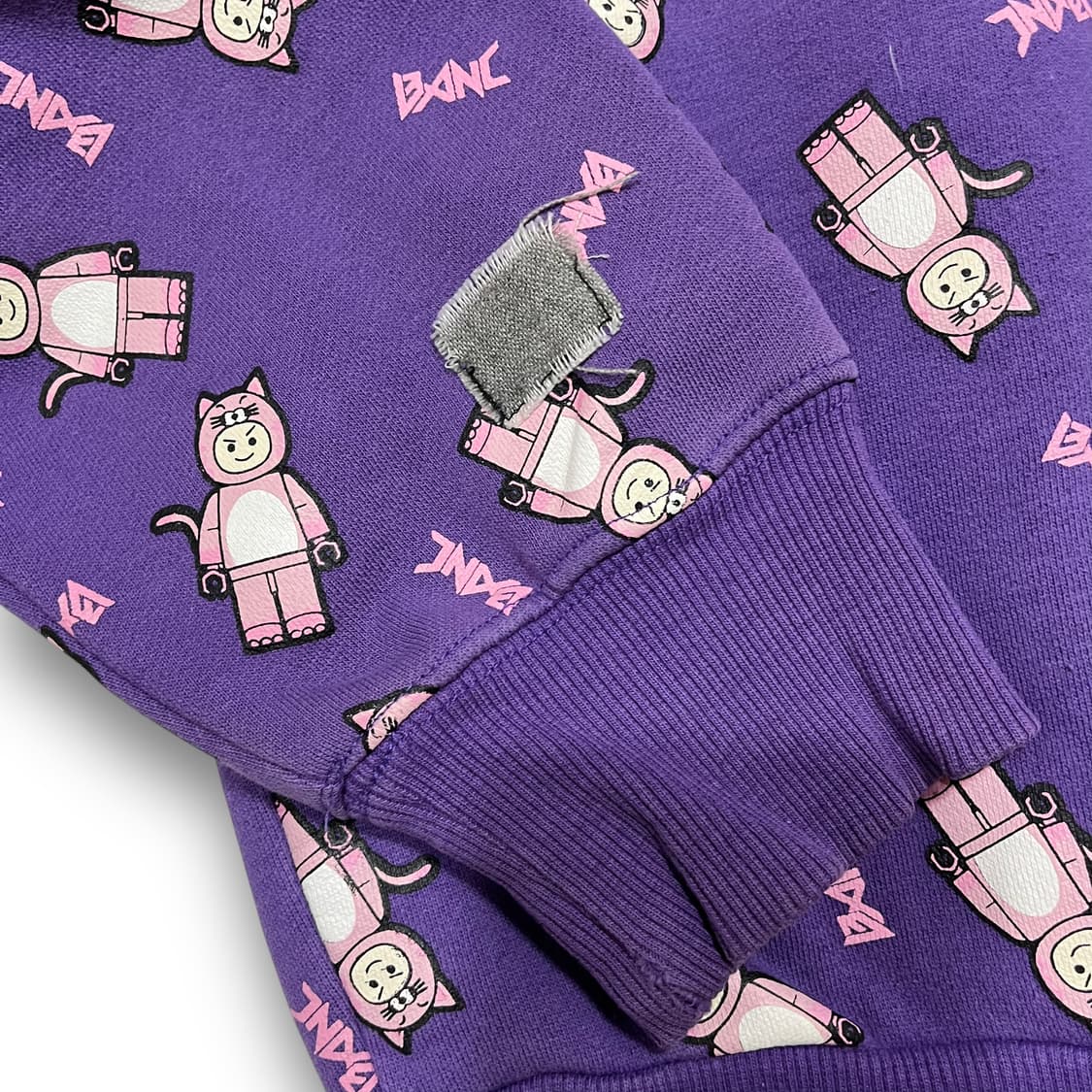 뱅크 퍼플 캣 레고 패턴 아트 빈티지 후디 집업 상품이미지6