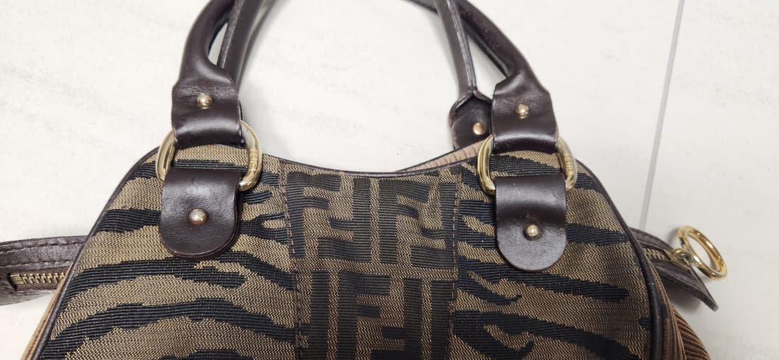 00s 빈티지 펜디 코듀로이 얼룩무늬 호피 숄더백 상품이미지8