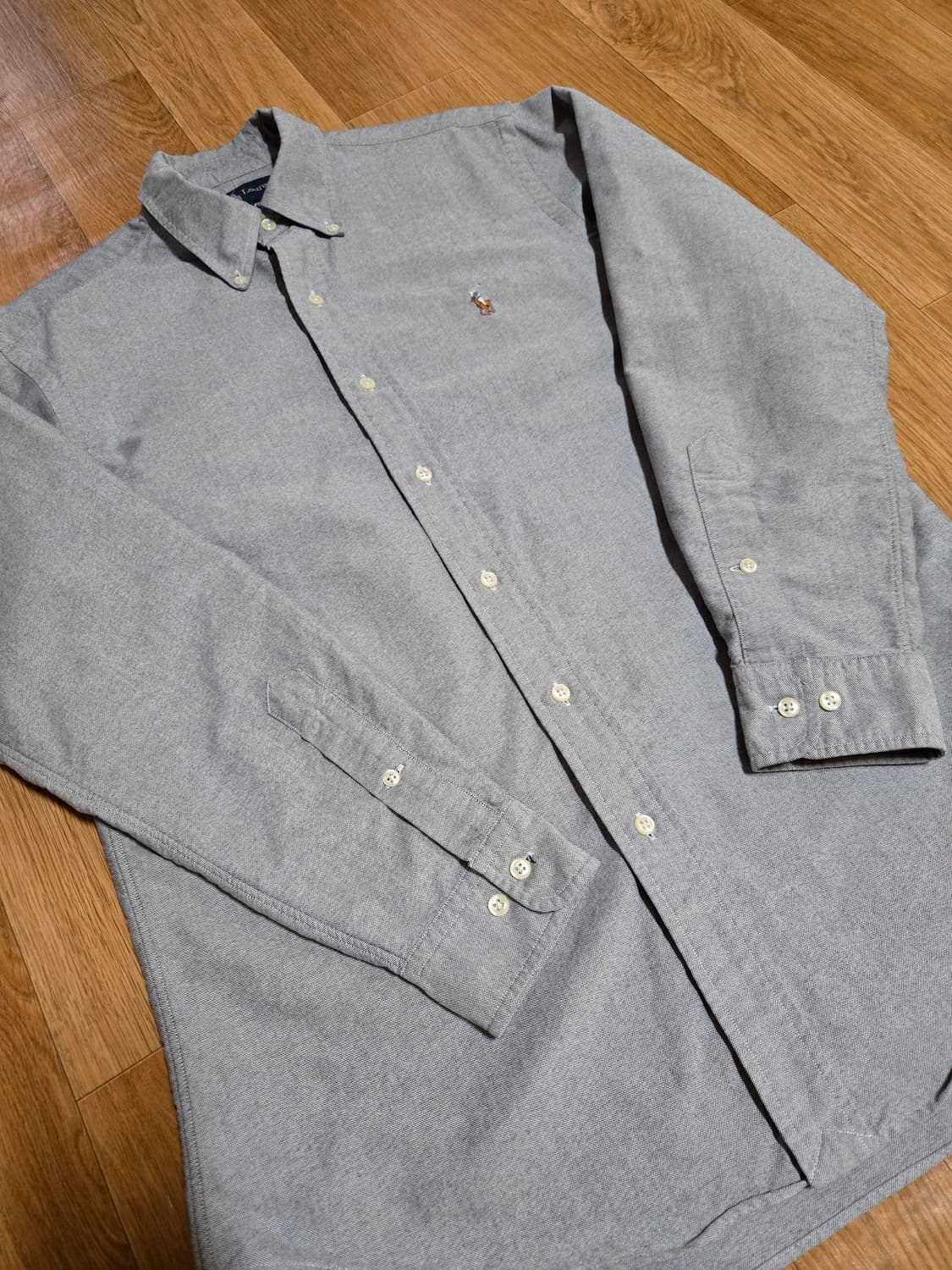 폴로 랄프로렌 신형 그레이 옥스포드 커스텀핏 셔츠 상품이미지3