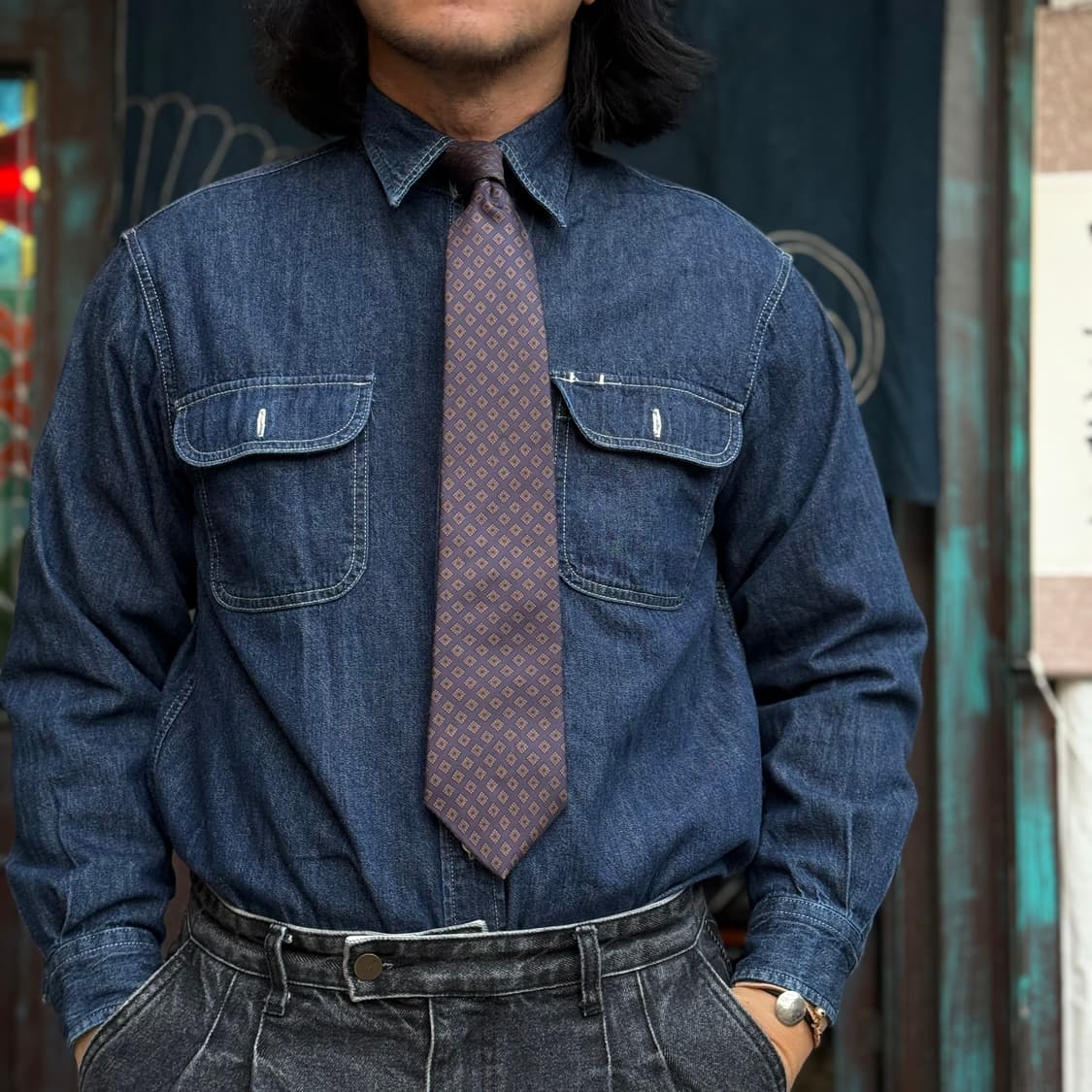 Reoverto Capucci 지오메트릭 패턴 실크타이 상품이미지6