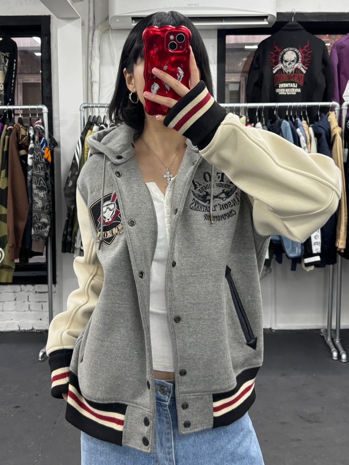 밴슨 레더 TFOA 후디 바시티 자켓 상품이미지3