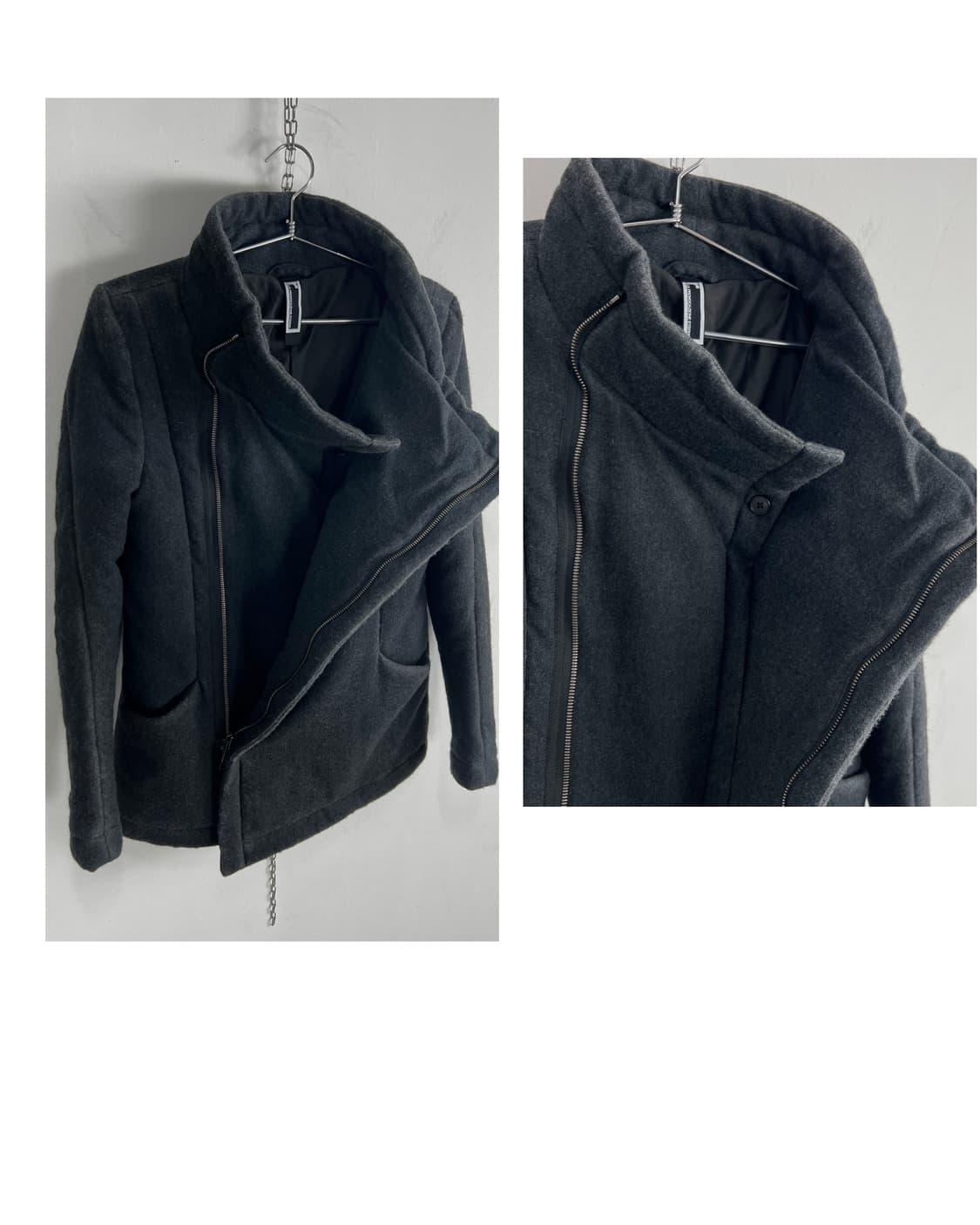 립반윙클 카울넥 비대칭 울 자켓 상품이미지7