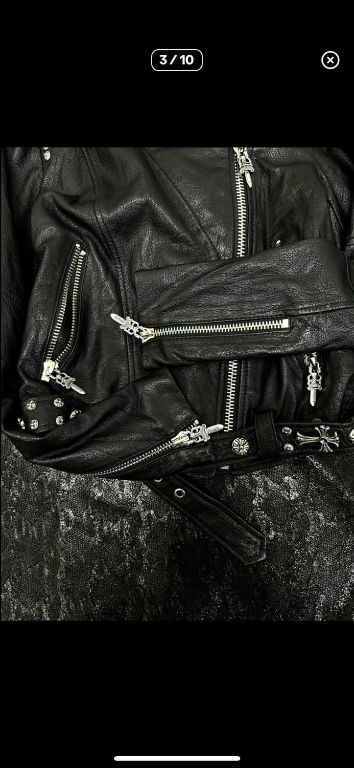 크로스 패치 사이드지퍼 레더자켓 상품이미지4