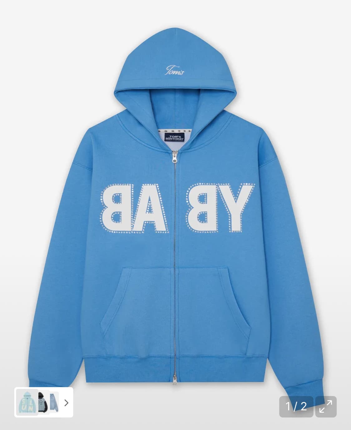 [새상품] 베이비 로고 큐빅 후드집업 스카이 1사이즈 상품이미지1