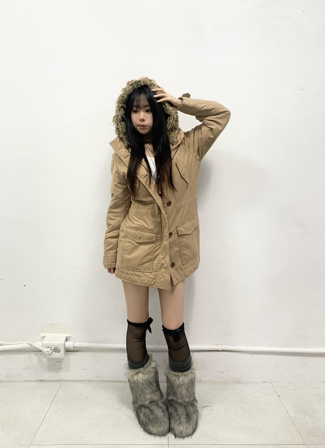 [CROCODILE] 크로커다일 울프죠 베이지 야상 자켓 상품이미지2