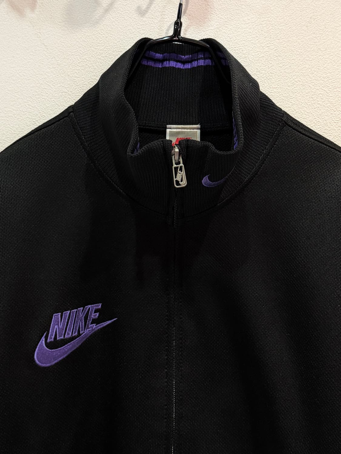 90's NIKE 나이키 퍼플 스우시 포인트 블랙 트랙 재킷 상품이미지4