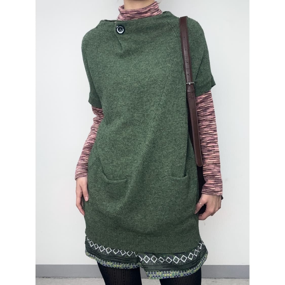 빈티지 카키 울 니트 원피스 상품이미지1