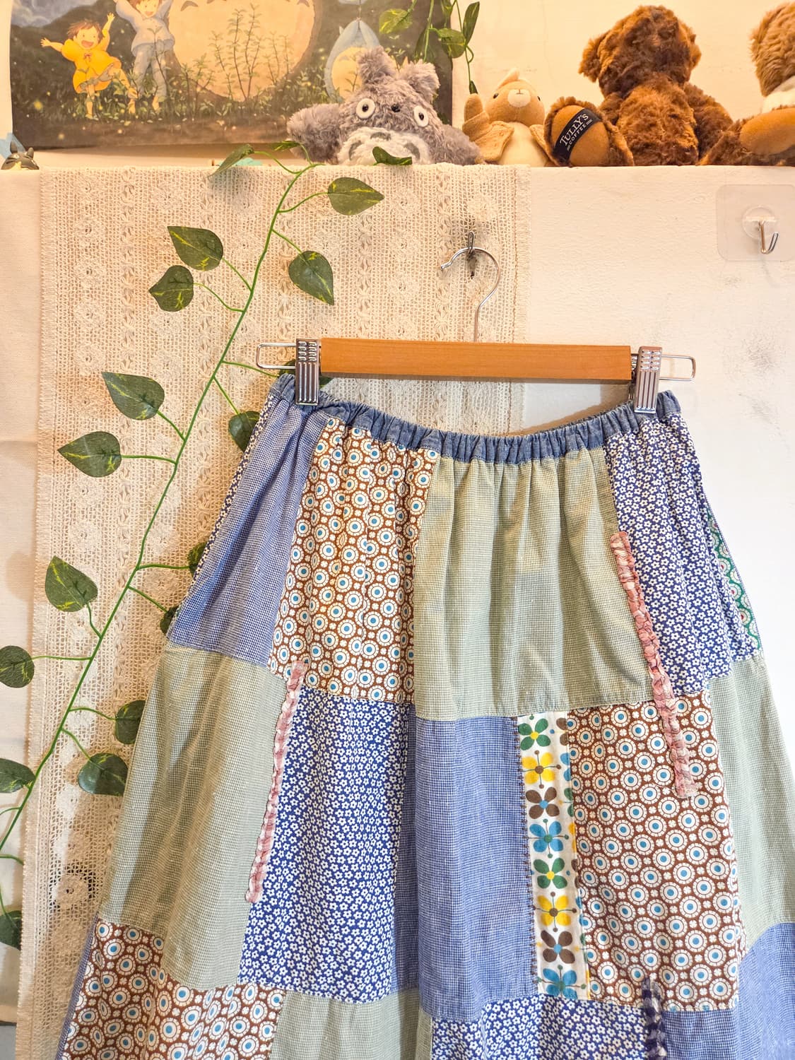 조각 패치워크 미디 스커트 상품이미지2