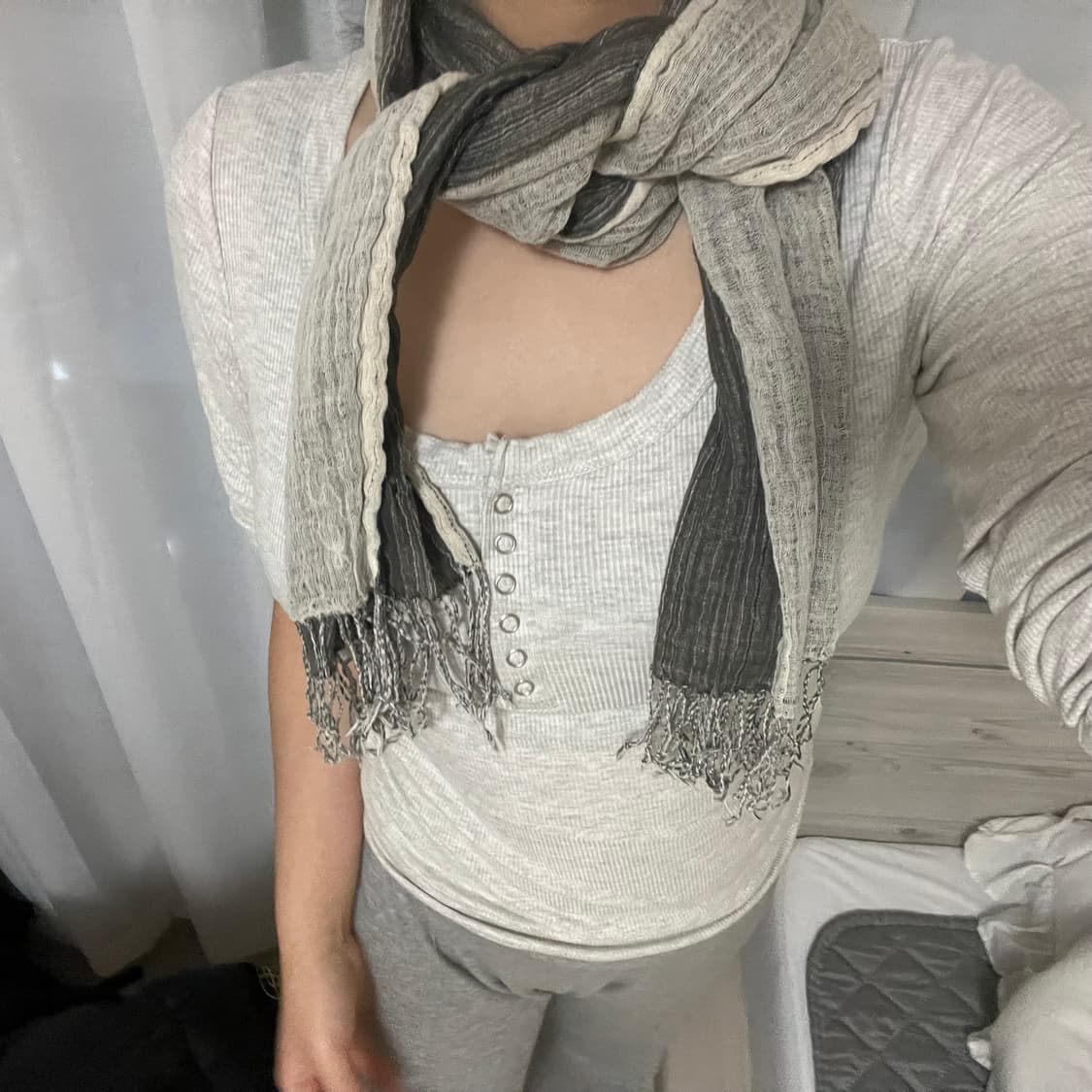 빈티지 레이어드 그런지 머플러 상품이미지2