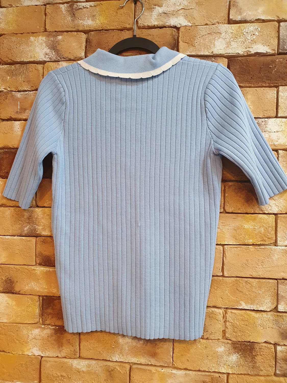 (새상품)NAIN의 하늘색 골지 카라 니트 상품이미지2