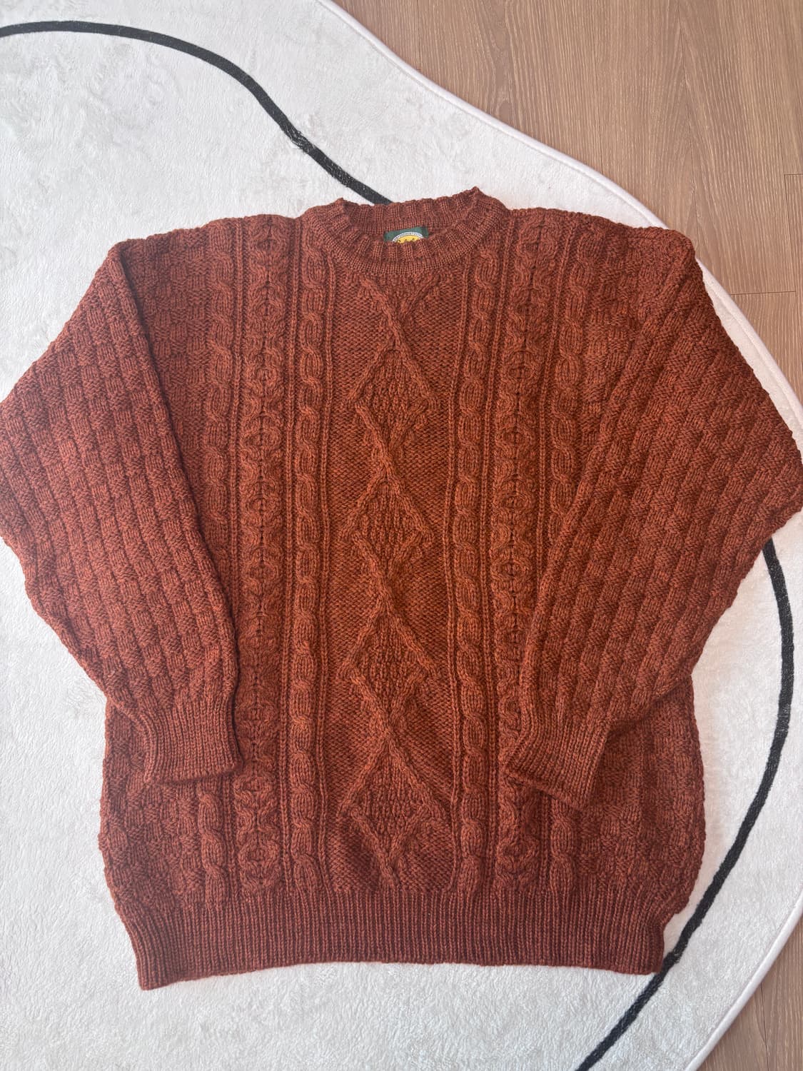 빈티지니트_메이드인아일랜드 브라운 케이블니트 상품이미지3