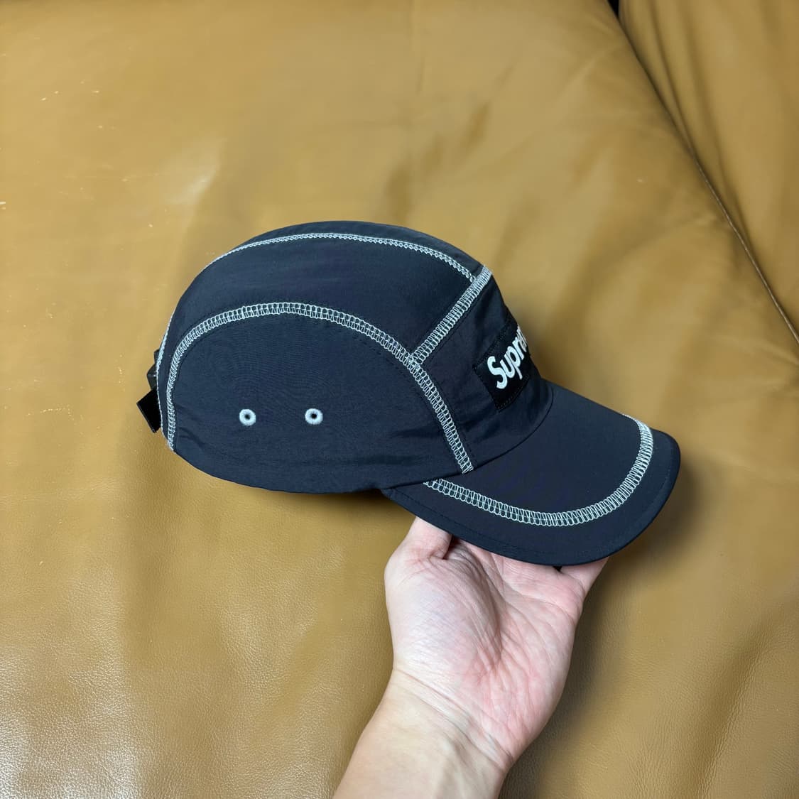 슈프림 캠프캡 모자 박스로고 23ss 리플렉티브 스티치 블랙 상품이미지4