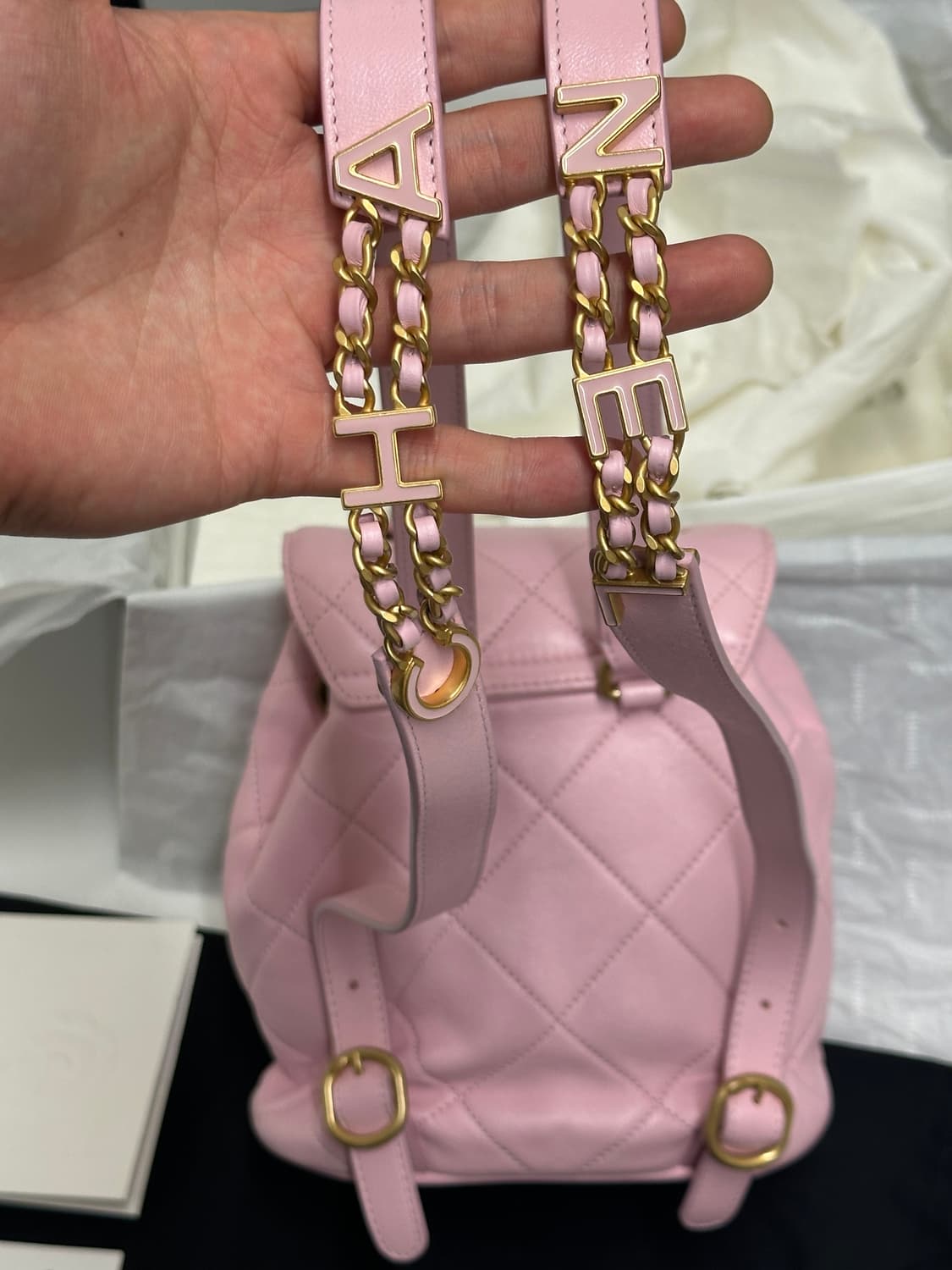 샤넬 백팩 CHANEL 레터링 체인 퀼팅 미니백 AS4866 상품이미지7