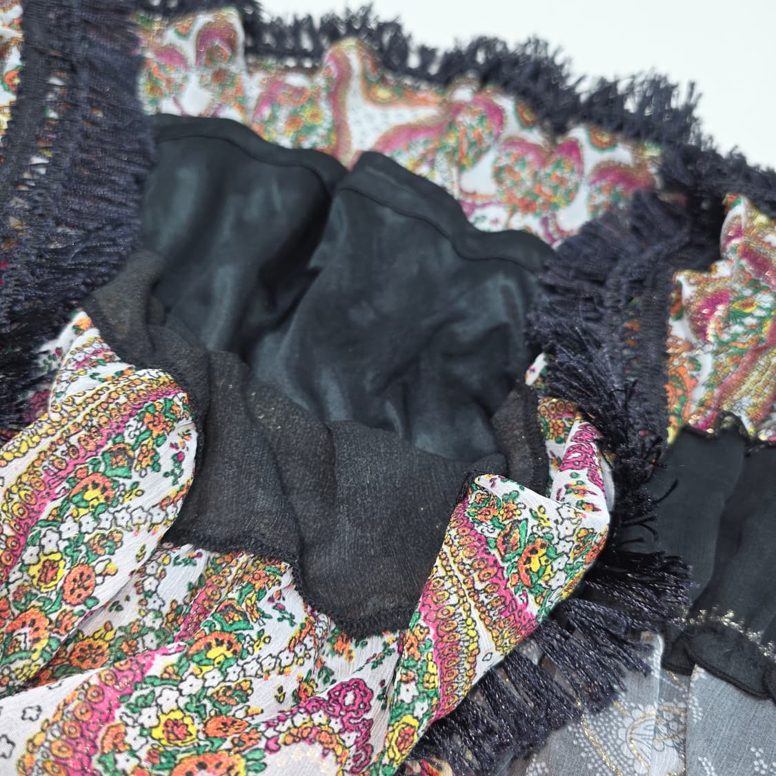 일본빈티지)오리엔탈 페이즐리 패치워크 프릴캉캉 갸루모리걸 에스닉 치마 상품이미지6