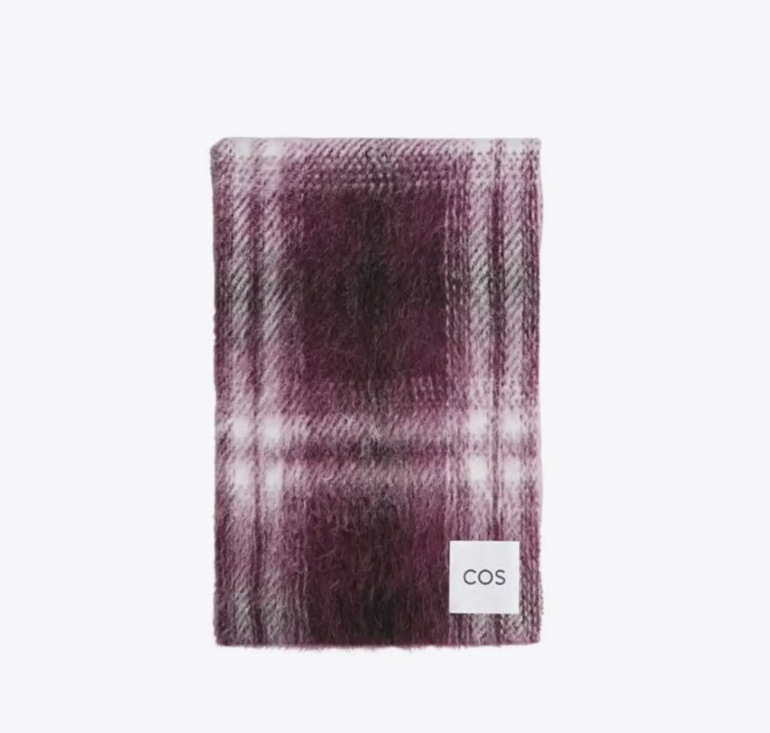 코스 체크 알파카 블렌드 머플러 버건디 체크 상품이미지1