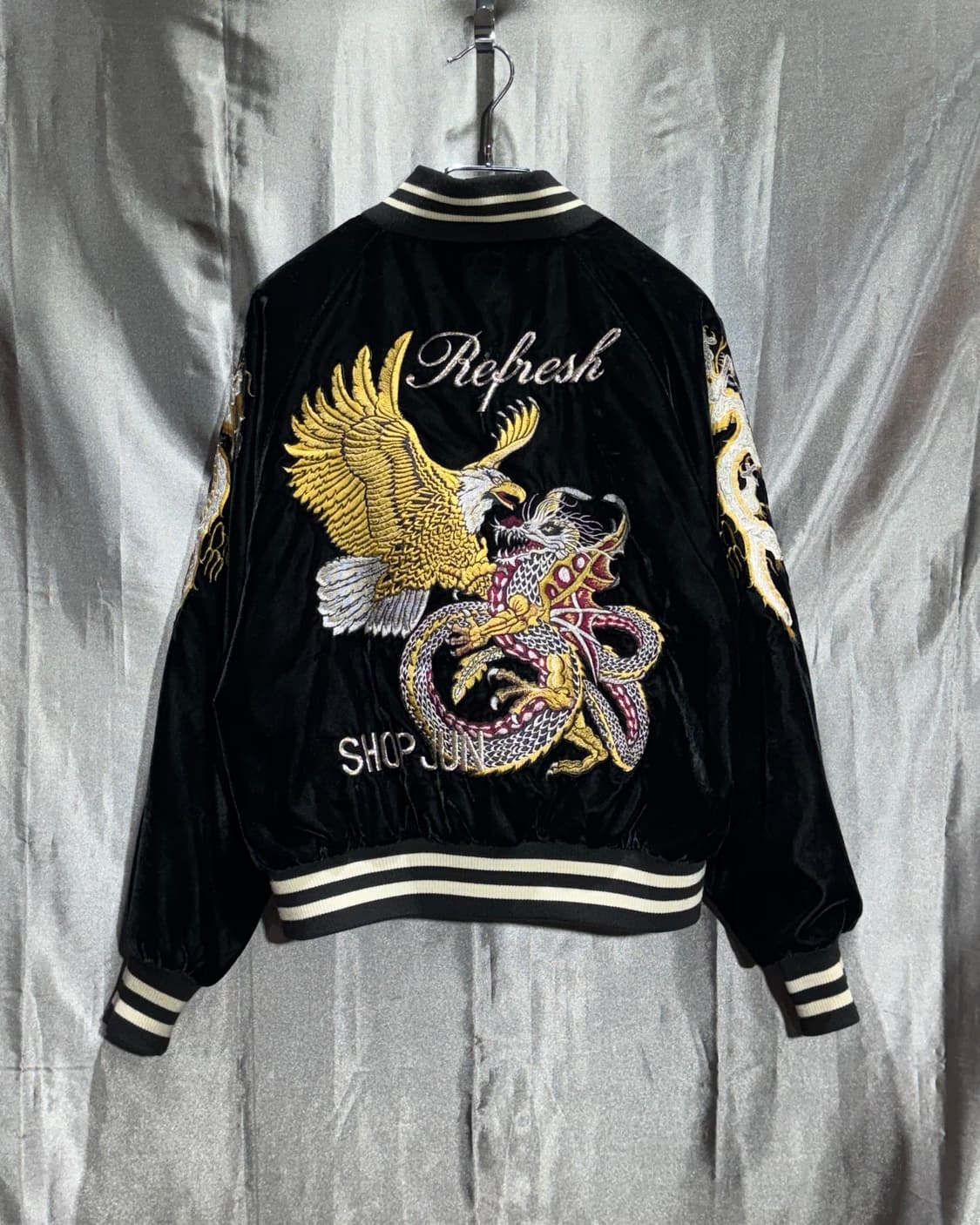 S 제페니즈 이글 드래곤 자수 블랙 벨벳 스카잔  상품이미지4