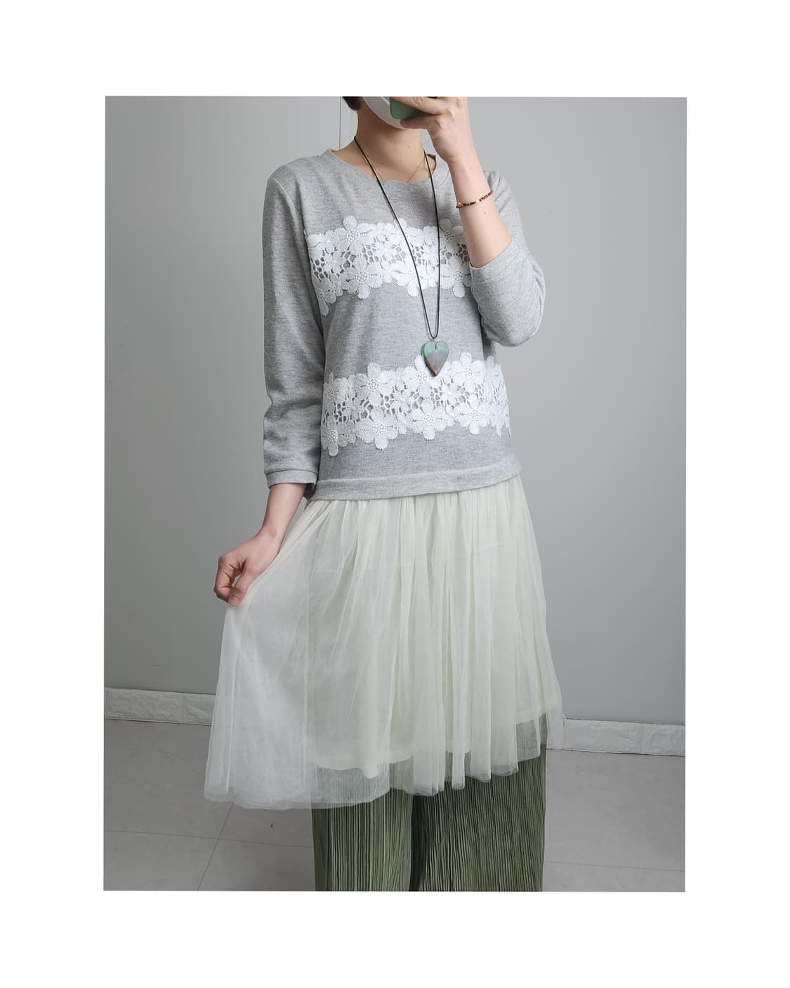 플로럴 자수 샤 원피스 상품이미지1