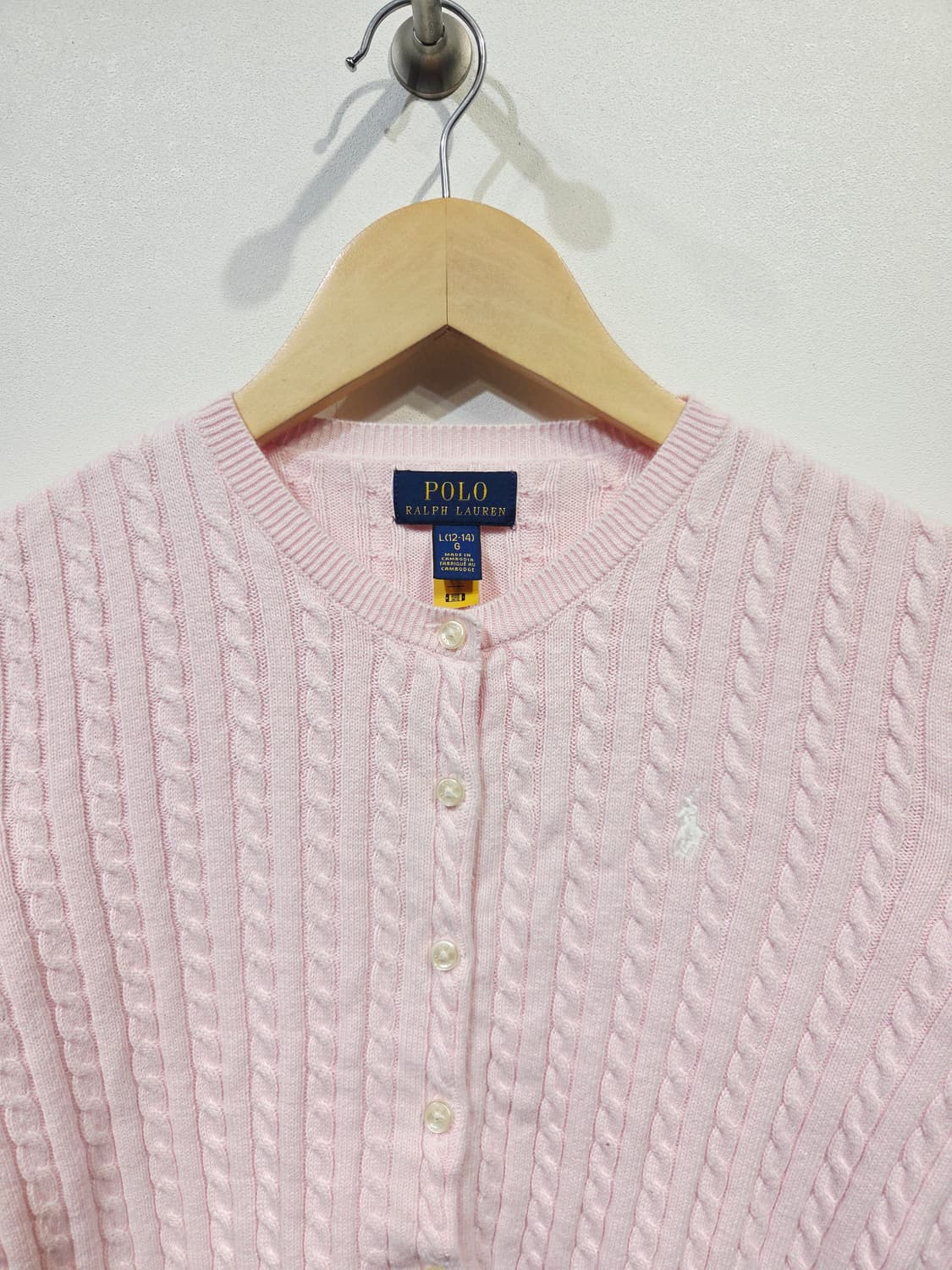 폴로 랄프로렌 걸즈 꽈배기 가디건 핑크 상품이미지3