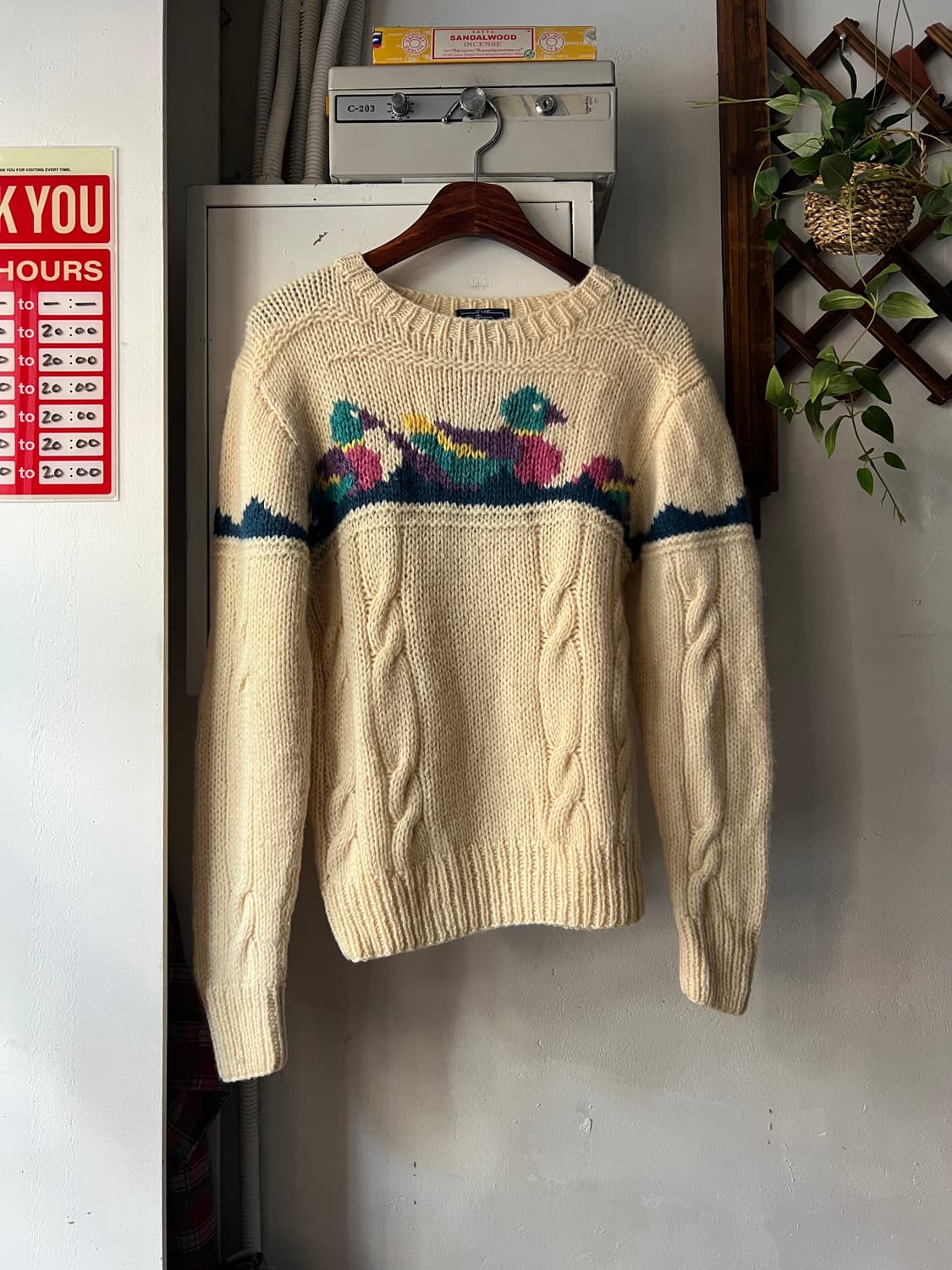 [S]90's 울리치 USA 우먼스 덕 패턴 피셔맨 스웨터 상품이미지2