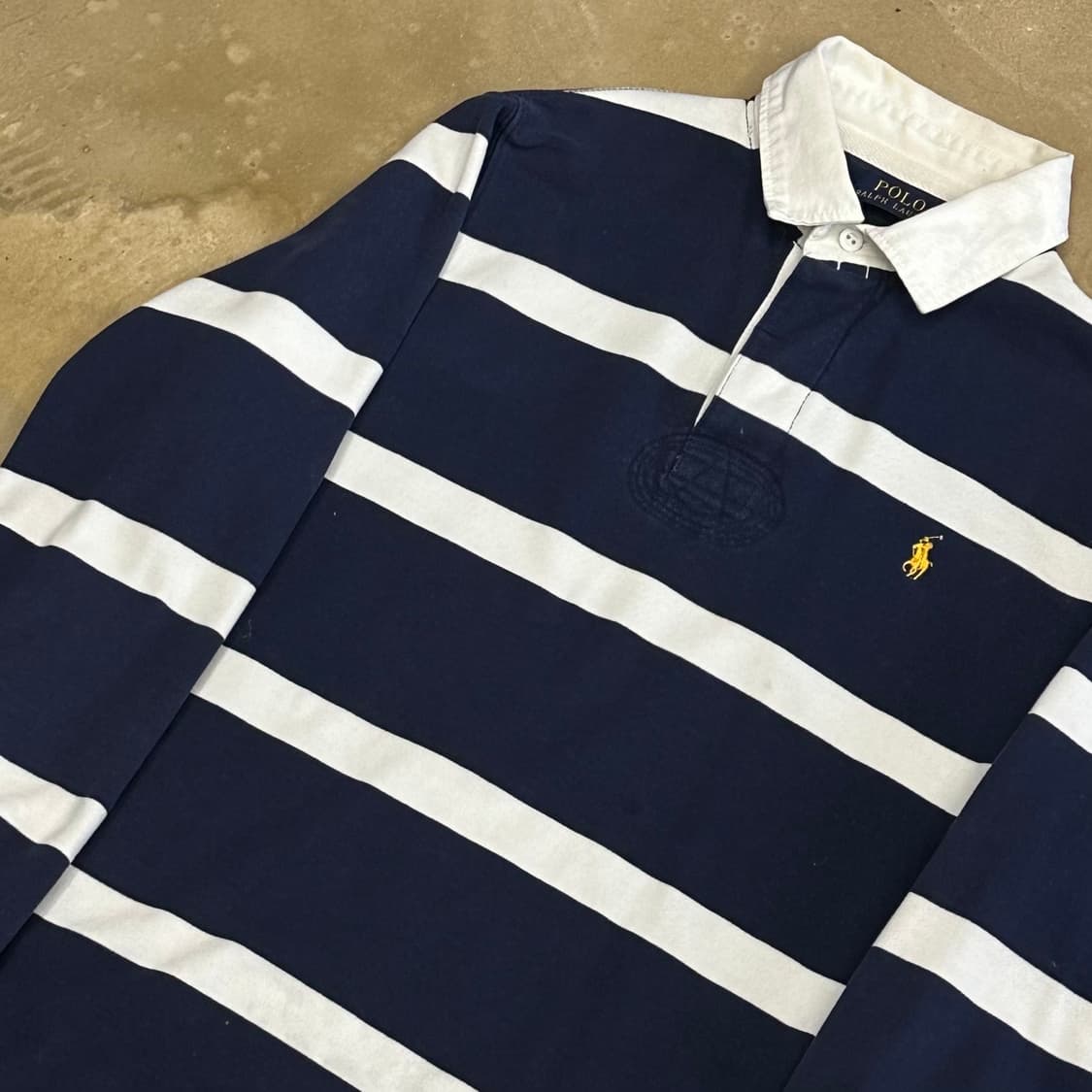 M 폴로랄프로렌 네이비 스트라이프 럭비 티셔츠 상품이미지1