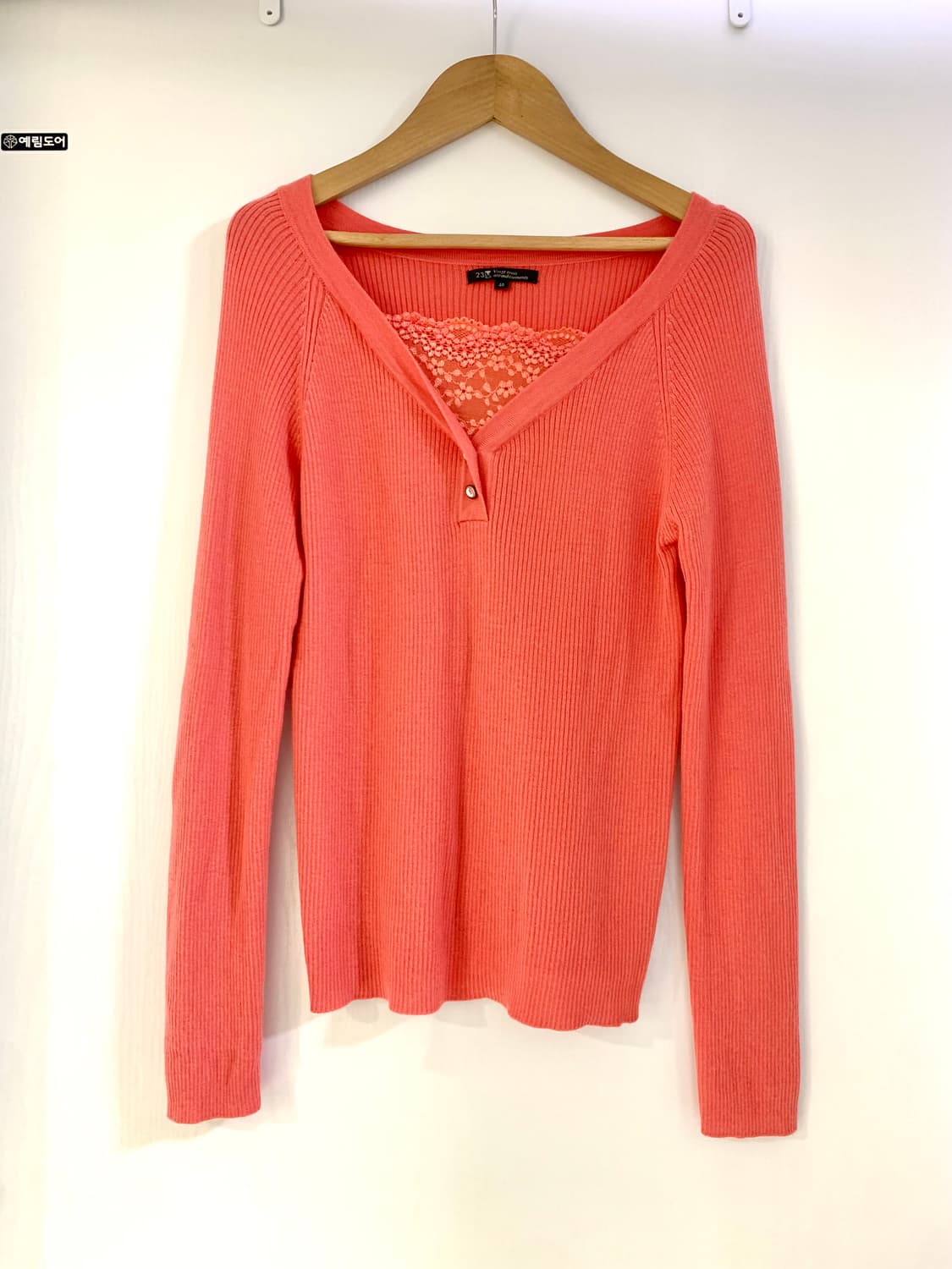 일본빈티지 자몽색 레이어트 골지 롱슬리브 상품이미지1