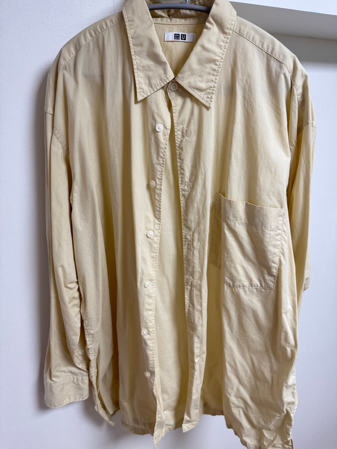 [XL] 유니클로 U 오버사이즈 셔츠 (크림/라이트 옐로우) 상품이미지6