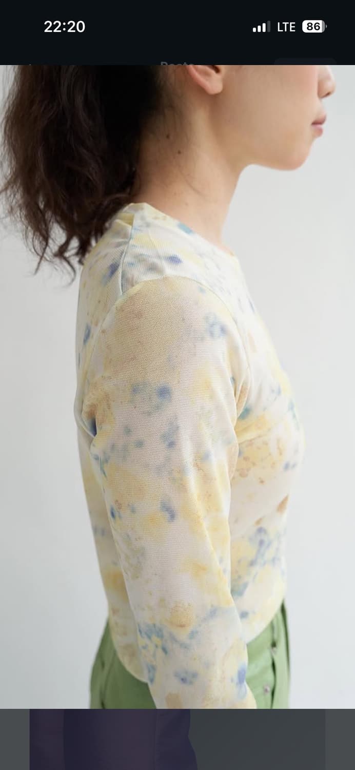 TEAK dyed mesh logn sleeve top 상품이미지3