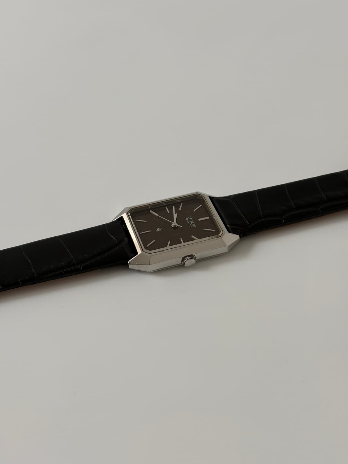 시티즌 1980년대 빈티지 시계 CQ 브라운 다이얼 실버 탱크 쿼츠 남성 상품이미지6