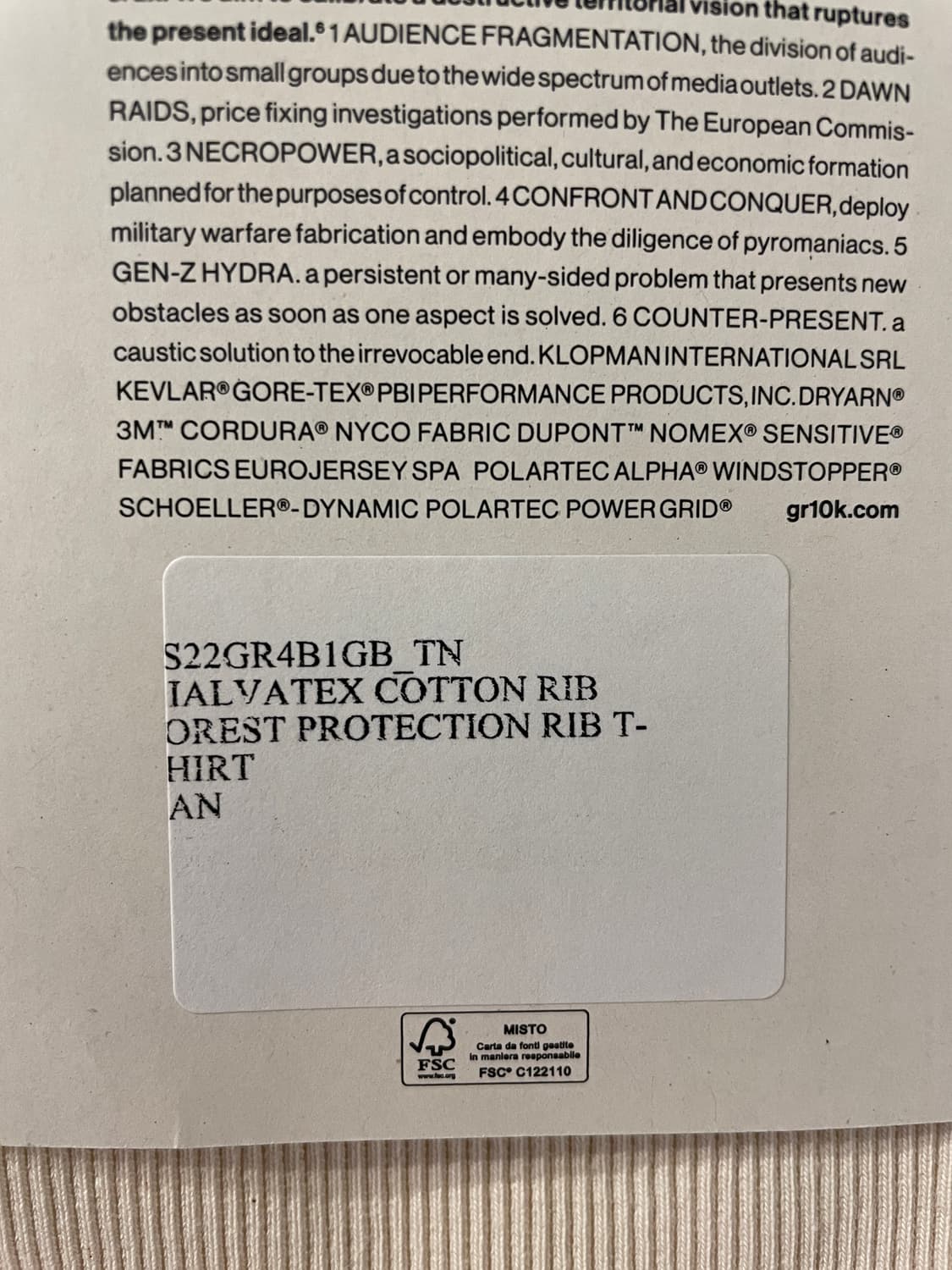 GR10K Ribbed cotton 티셔츠 상품이미지5