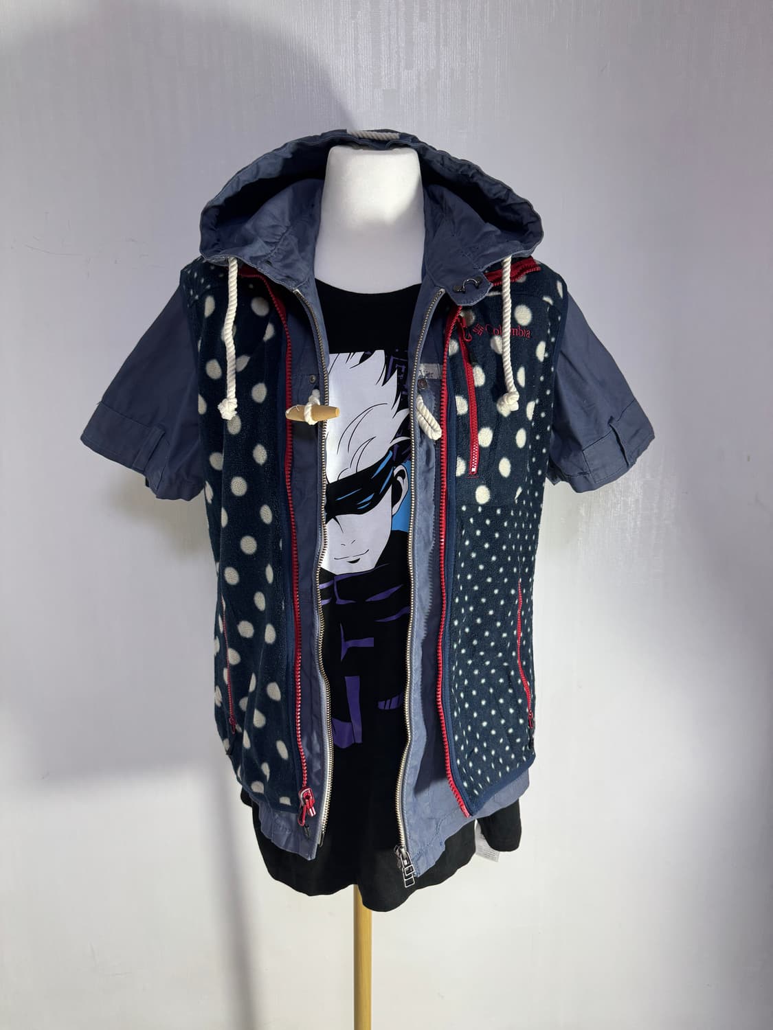 컬럼비아 도트 패턴 플리스 베스트 y2k 상품이미지2