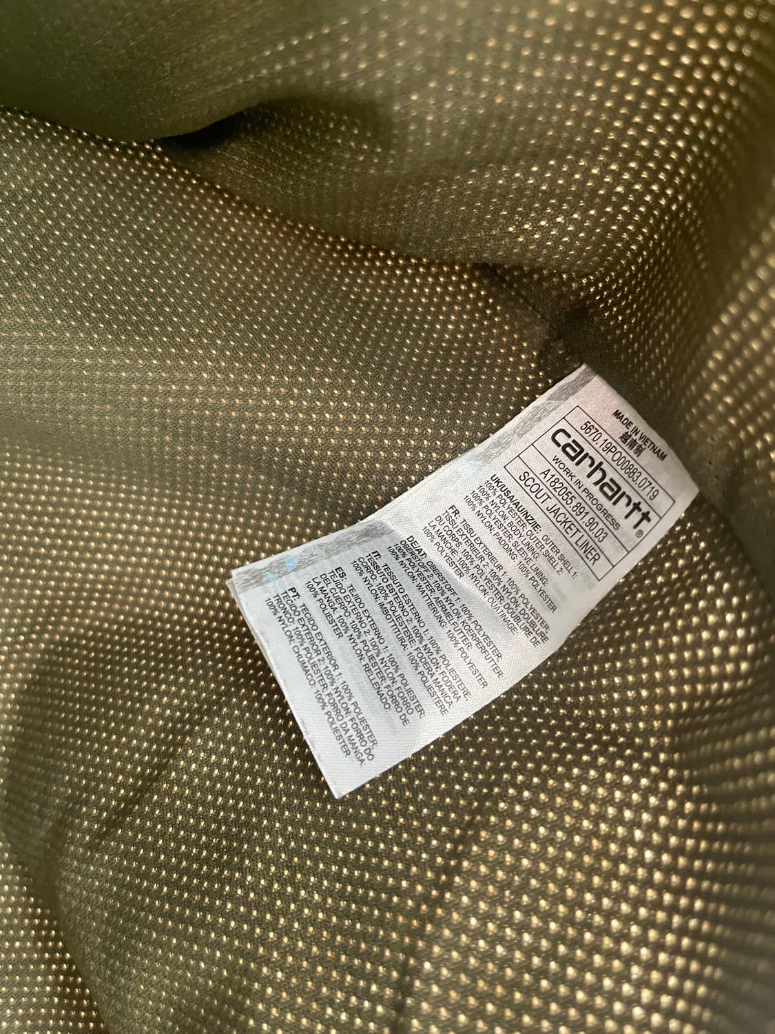 칼하트 플리스 지켓 아이보리/카키 후리스 (L) 상품이미지5