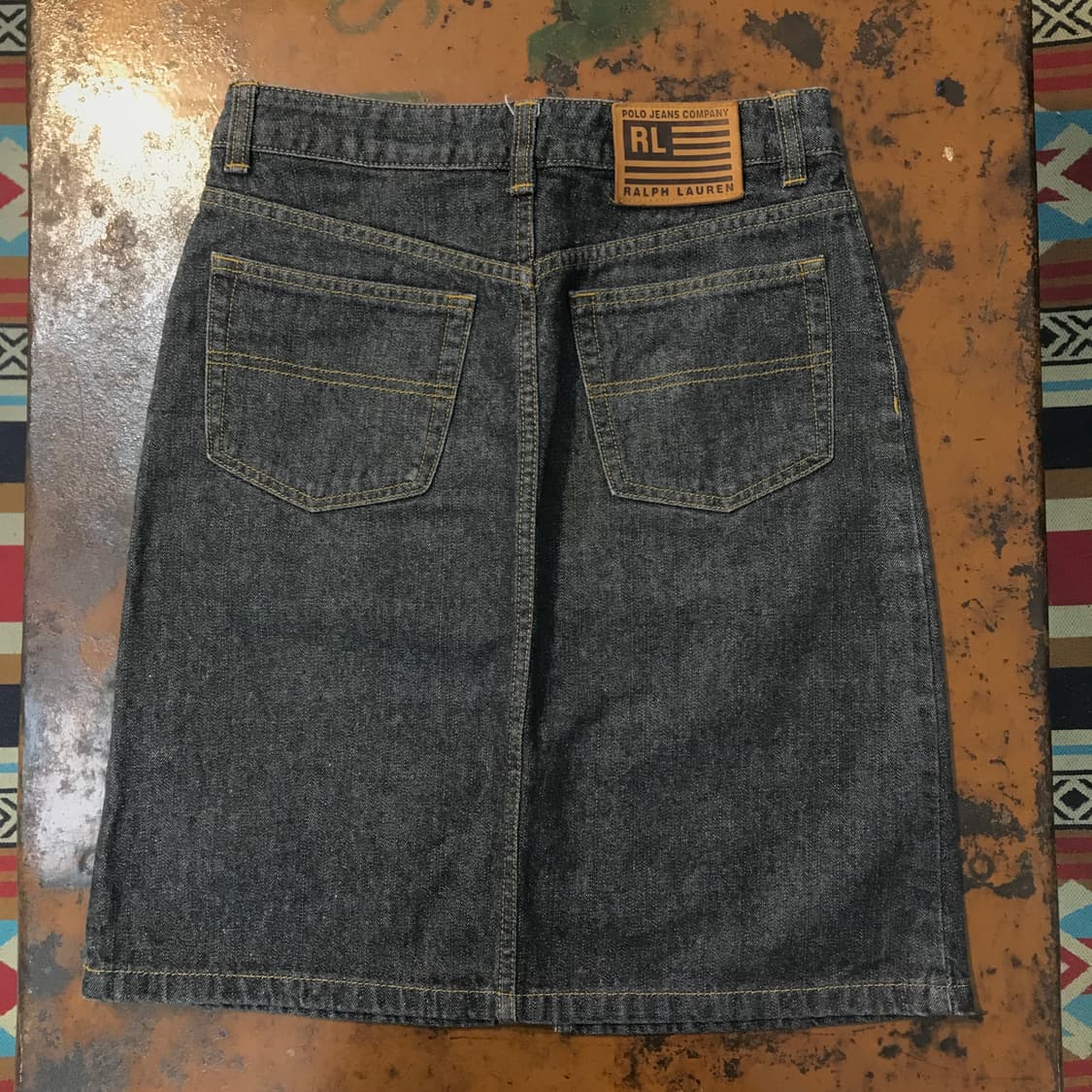 폴로 진 흑청 데님 H 라인 미디 스커트 허리 28 29 사이즈  상품이미지4
