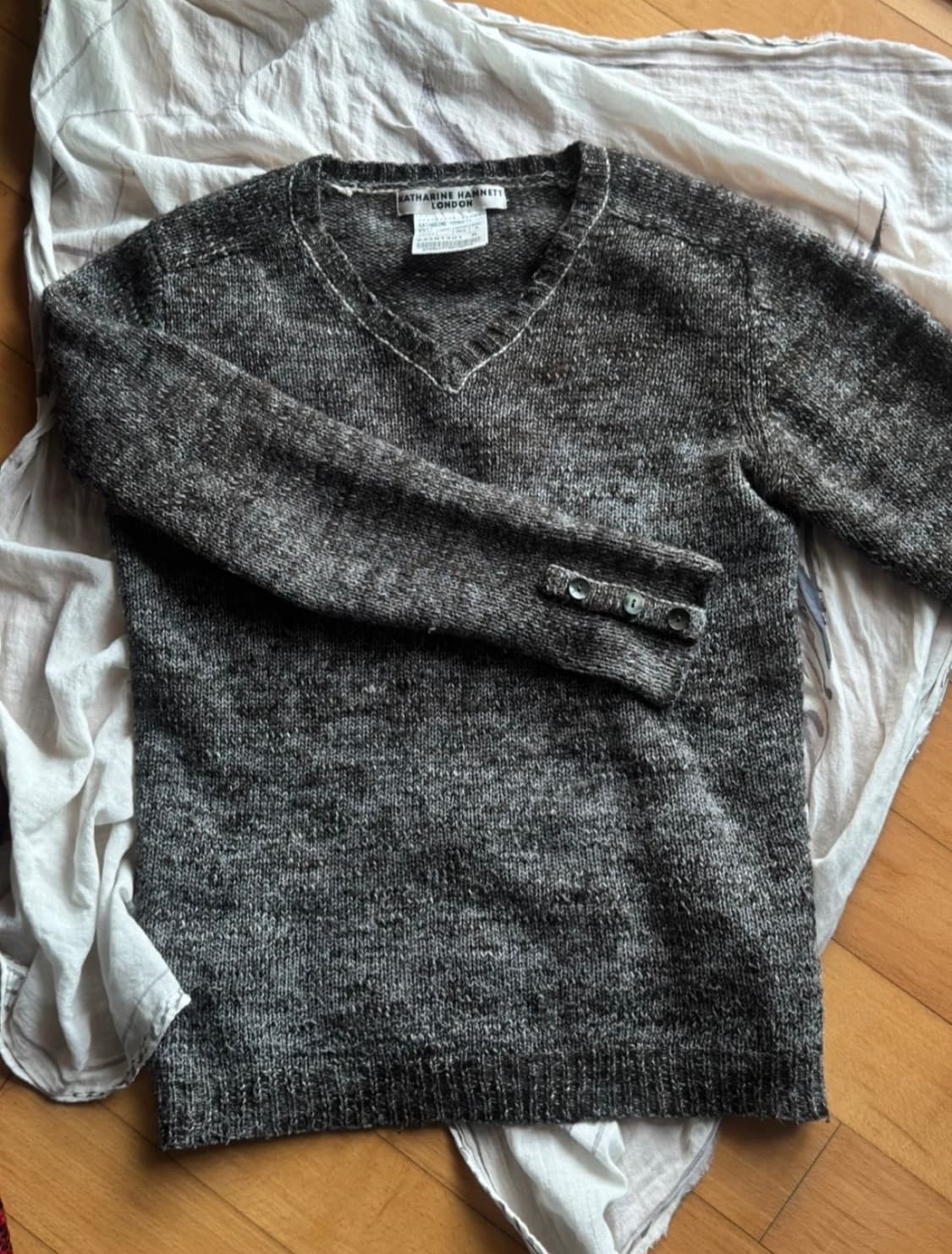 캐서린 햄넷 Katherine Hamnett 브이넥 알파카울 니트 M 상품이미지1