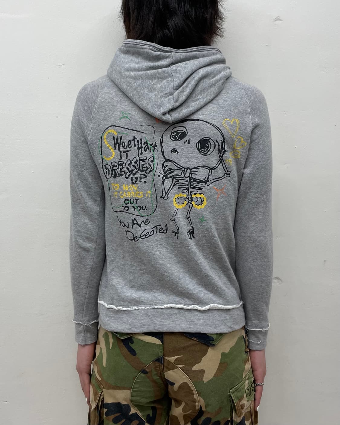 ellow lettering skull gray hooded zip-up 상품이미지2