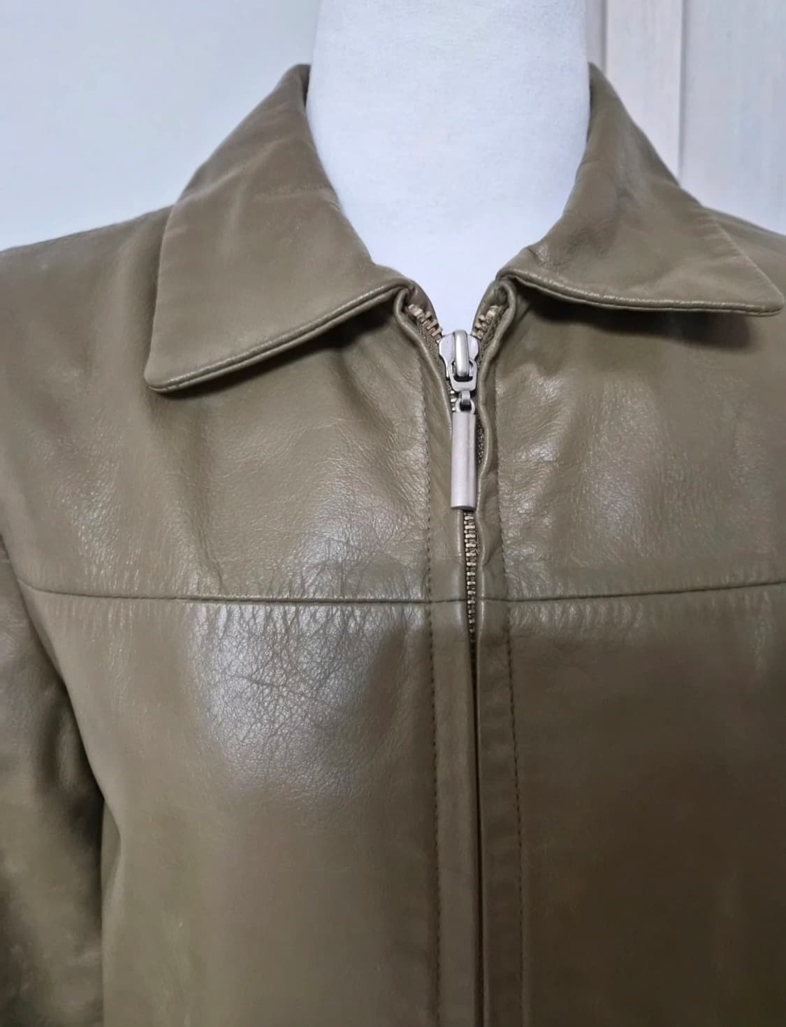 빈티지 소가죽 카키 자켓 상품이미지2