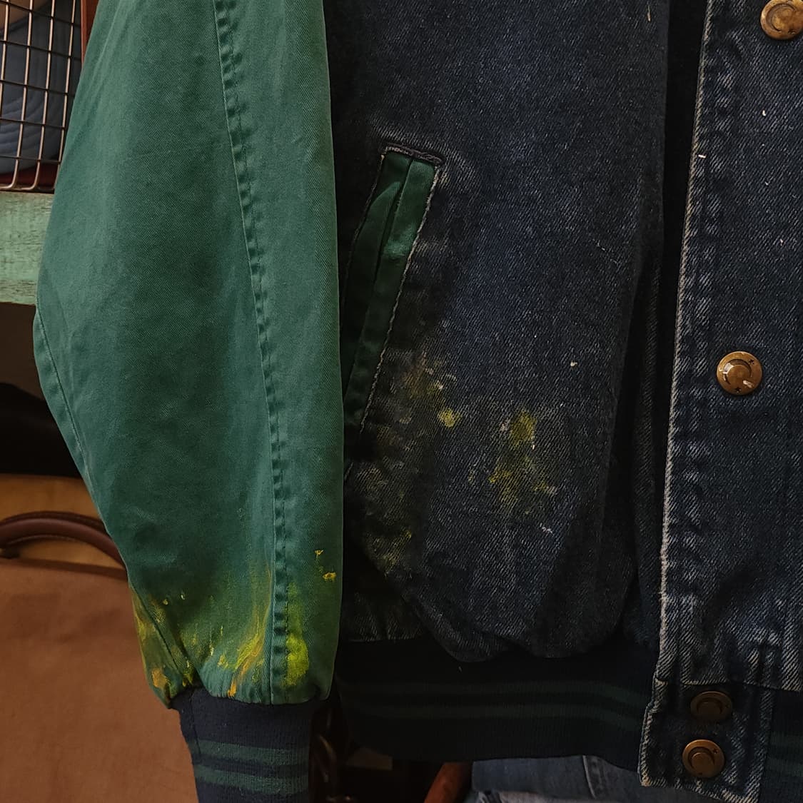 90s 빈티지 데님 바시티 자켓 엠브로이더리 페인팅 m 상품이미지7