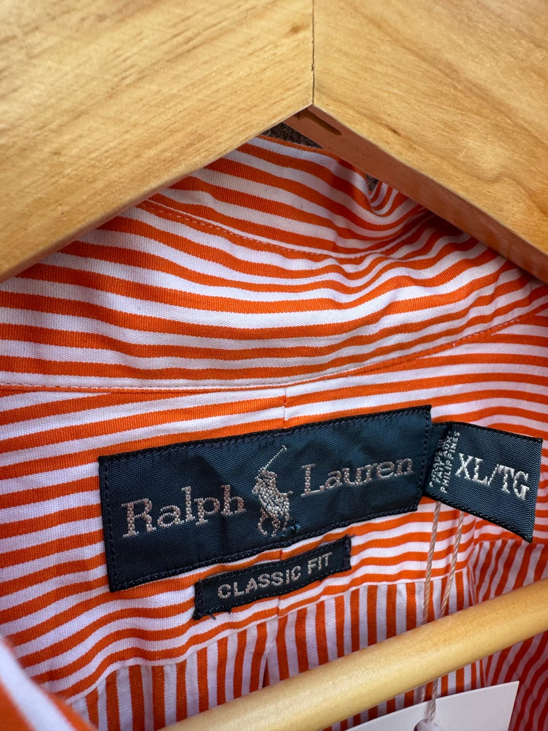폴로 랄프로렌 빈티지 오렌지 스트라이프 코튼 셔츠 xl 상품이미지3