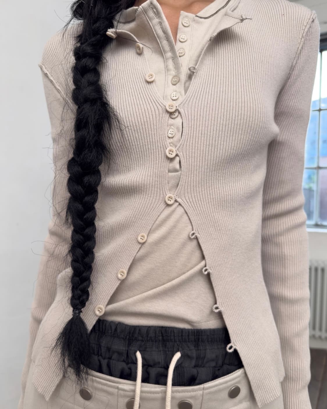 포르테나 porterna ribbed button cardigan 가디건 상품이미지2