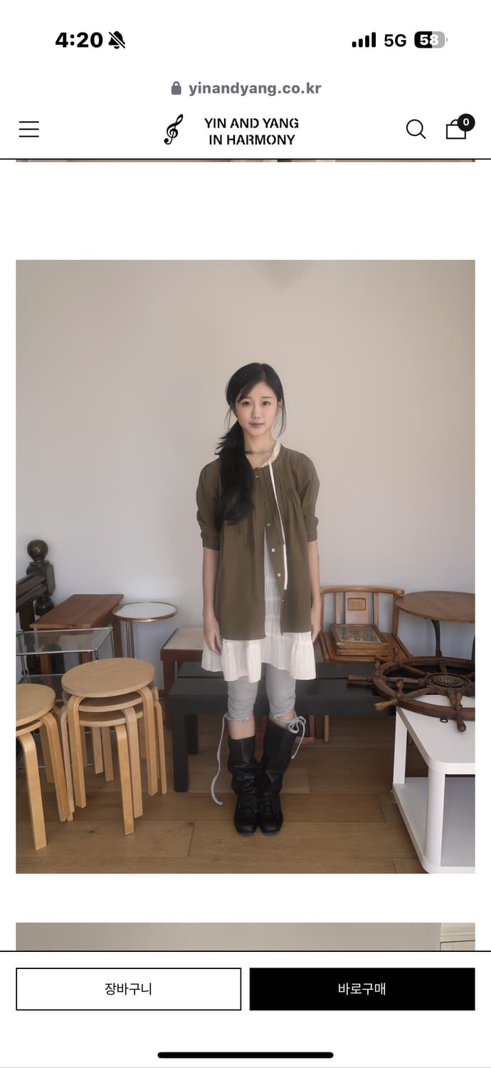 인앤양 인 하모니 모모 블라우스 카키  상품이미지1