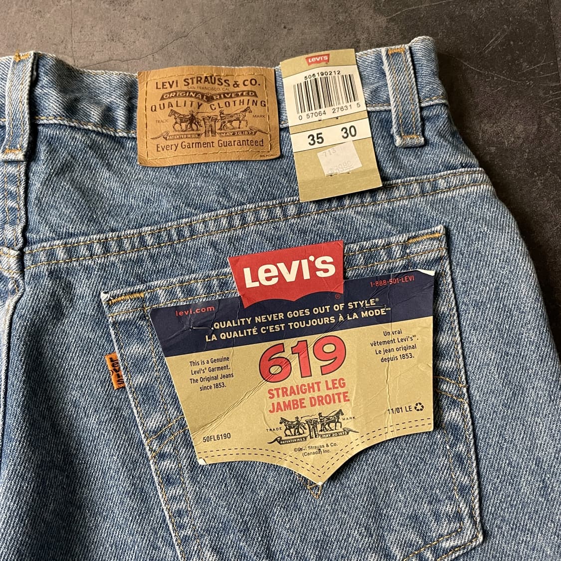 LEVI'S 데드스탁 리바이스619 스트레이트 핏 데님 팬츠 A00696 상품이미지7